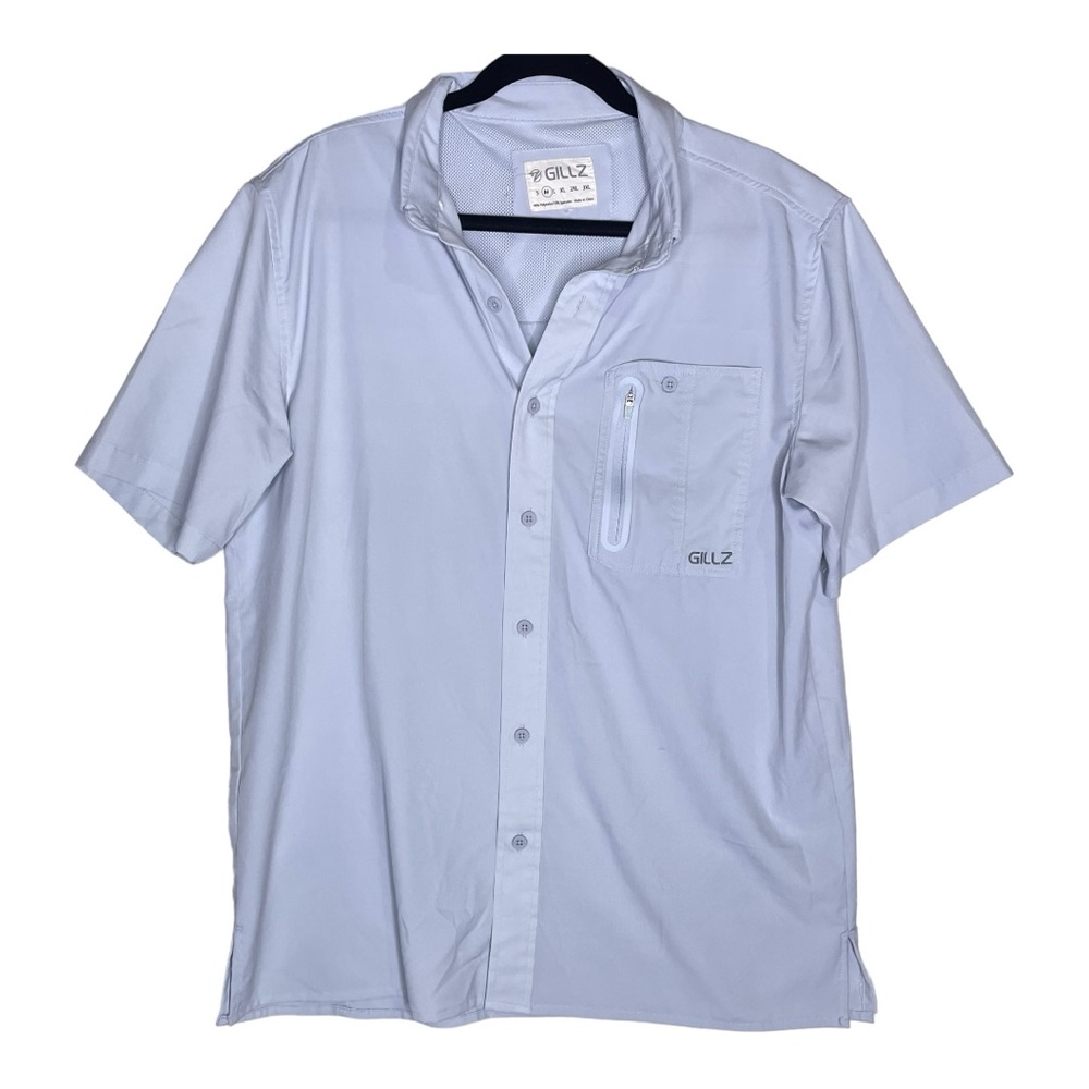 GILLZ Men’s Short Sleeve Button-Down Shirt in Light Gray